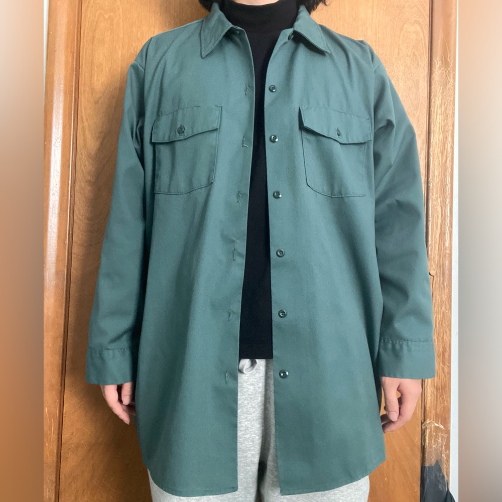 Dickies Forest Green Lightweight Long Sleeve Work Shirt Men’s Neck 17-17.5